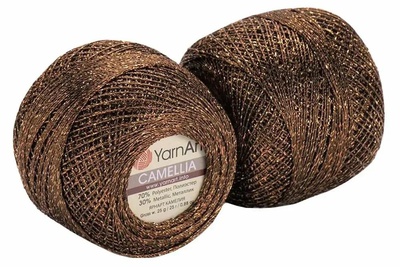 Пряжа Yarnart Camellia 50г/450м (91% полиэстер, 9% металлик), коричневый 422