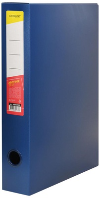 Короб архивный 56 мм, пластик 0.8мм ( вместимость до 560л) А4, синий, способ крепления: две липучки / INFORMAT  NB6356B