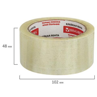 Клейкая лента 48 мм х 66м, 45мкм  прозрачная,  картон. втулка, BRAUBERG  221108