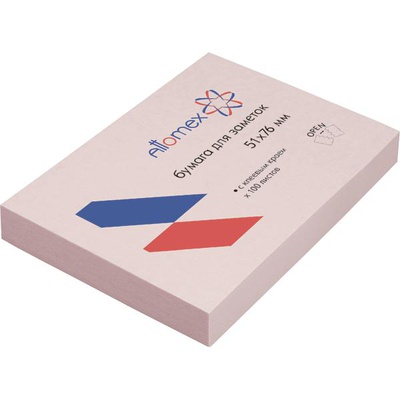Блок  самоклеящийся, 51*76 мм, 100 л., Attomex,  розовая,  2010709