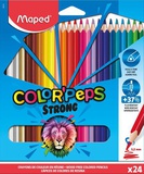 Карандаши  24 цв. MAPED ColorPeps Strong, повышенная прочность, пластиковые, диаметр грифеля 3,2 мм, в картонной коробке с подвесом, 862724