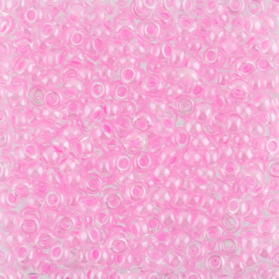 Бисер стеклянный GAMMA 5гр прозрачный блестящий с цветным отверстием, розовый, круглый 10/*2,3мм, 1-й сорт Чехия, A213 (38123)