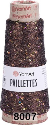 Пряжа YarnArt PAILLETTES  50г/800м (75% металлизированный полиэстер, 25% пайетки), шоколадный 8007
