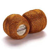 Пряжа Yarnart Camellia 50г/450м (91% полиэстер, 9% металлик), желто-оранжевый с золотом 421