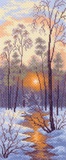Канва с рисунком 24х47см Зимний закат Матренин Посад,  [1204]