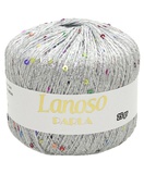 Пряжа Lanoso PARLA 25г/217м (75% люрекс 25% пайетки),  серебро с разноцветными пайетками, 5500