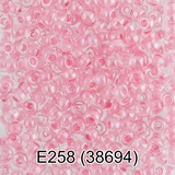 Бисер стеклянный GAMMA 5гр кристально-прозрачный с цветным отверстием, блестящий, розовый, круглый 10/*2,3мм, 1-й сорт Чехия, Е258 (38694)