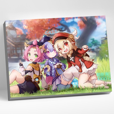 Картина по номерам (на холсте) 30х40см Геншин. Диона, Ци Ци и Кли, CHR0144 (сложность **)