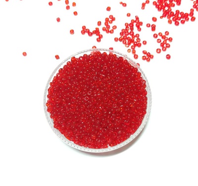 Стеклянный бисер Colibry 20г прозрачный красный с посеребреным отверстием (19)
