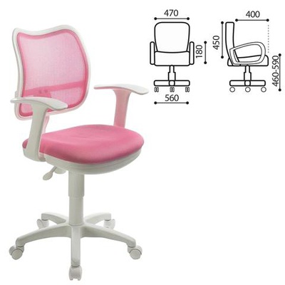 Кресло CH-W797//PK/TW-13A ткань: сетчатая, розовая, белый пластик ( до 120кг )